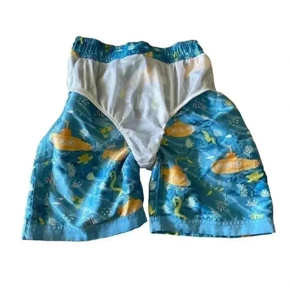 UV Skinz Blue & Orange Submarine Turtles Ocean Boys UPF 50+ Trunks Pants SZ 7